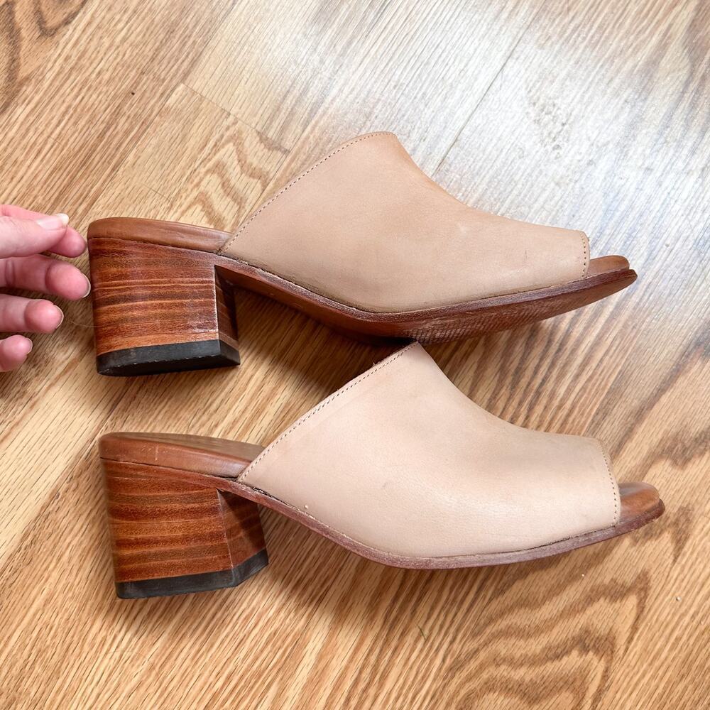CANO Handmade Ethical Brand Leather Open Toe Mule Clogs